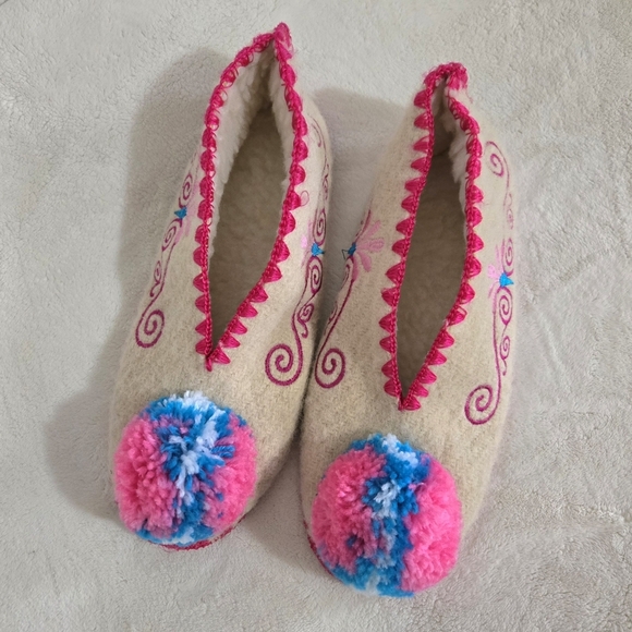 Minas Greek Hand Made Slippers Women's US Size 8 Wool Leather Colorful Moccasin - Picture 1 of 9